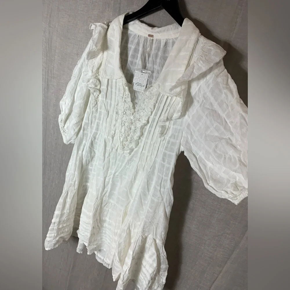 free people • elora mini dress in ivory combo white crochet lace s